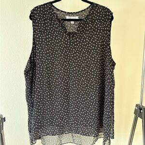 Cristina B. Black and White Patterned Sleeveless Blouse